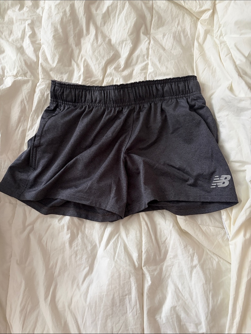 New Balance Women's Dark Gray Athletic Shorts with Logo